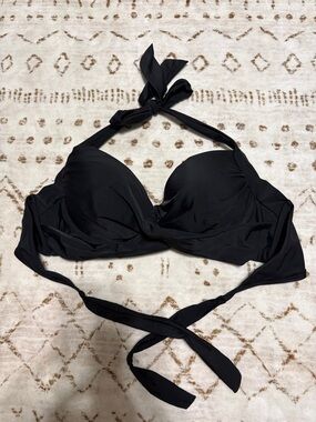 Black Halter Wrap Bikini Top